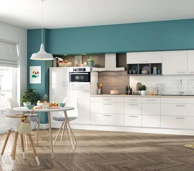 Single wall mounted kitchen layout